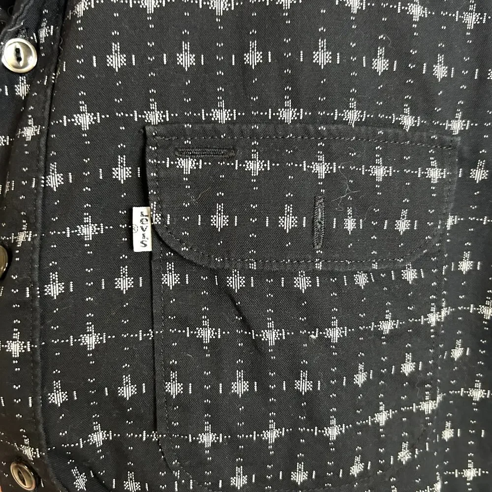 Levi's Button Down Long Sleeve Mens Size Medium Black White Cotton